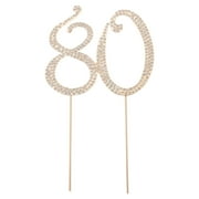 Qius 80th Birthday Party Cake Topper Rhinestone Insert Decoration Ornament Great Gift